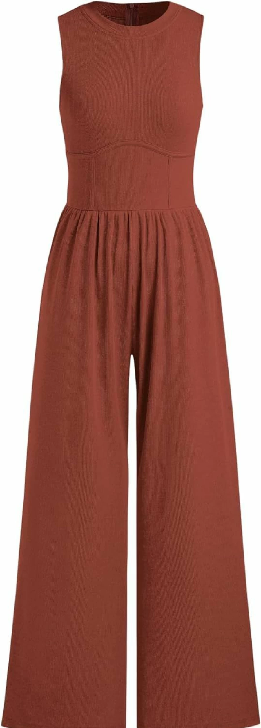 CIDER Women's Sleeveless Wide Leg Jumpsuit - 2024 Summer Casual Overalls with Pockets & Crew Neck One Piece Outfit