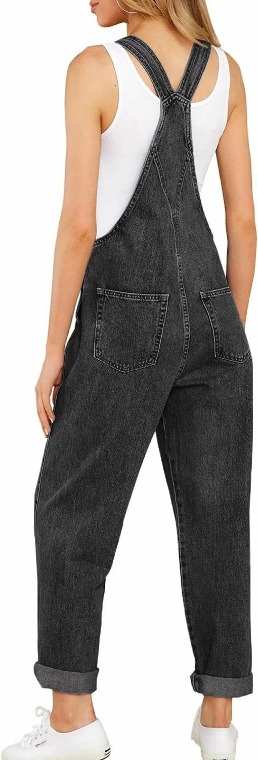Luvamia Women's Stretch Denim Bib Overalls - Adjustable Casual Jumpsuit Pants for Comfort & Style