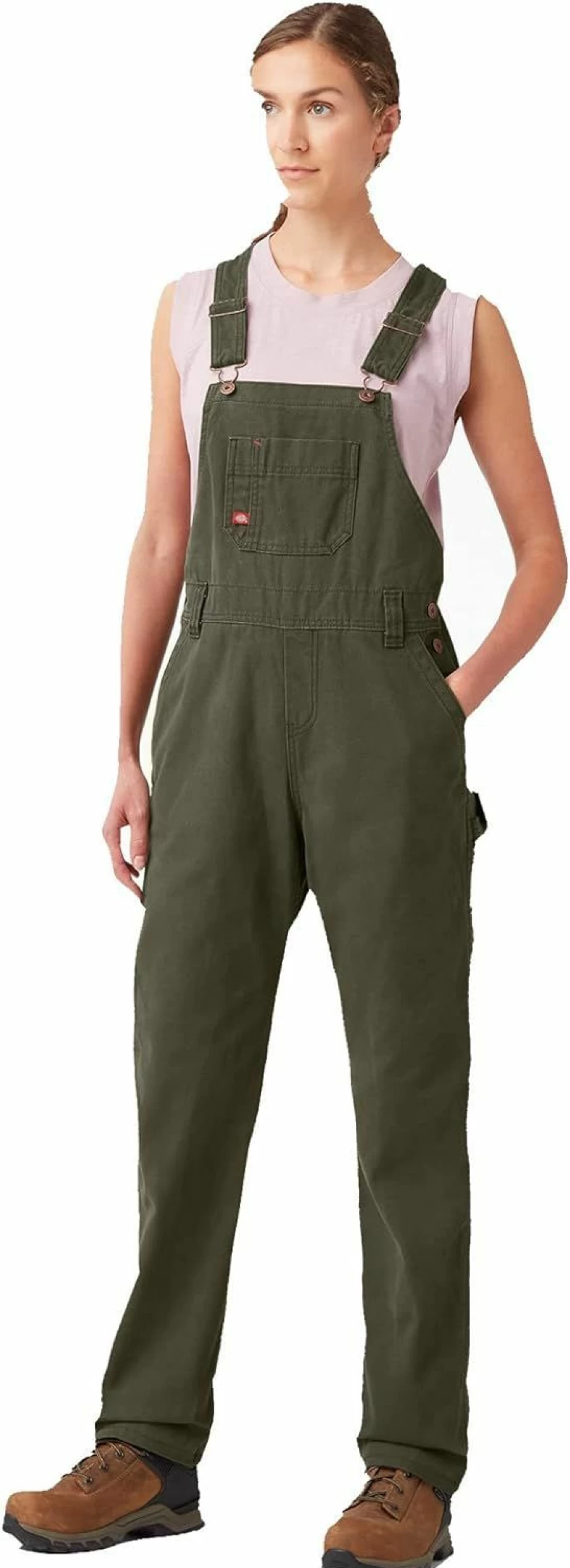 Dickies Women's Relaxed Fit Denim Bib Overalls - Durable Workwear & Casual Style