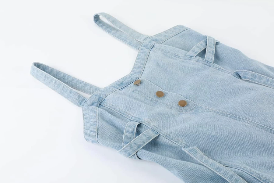 CHARTOU Women's Denim Pinafore Dress with Smocked Back and Elegant Straps - A-Line Long Skirt Overall