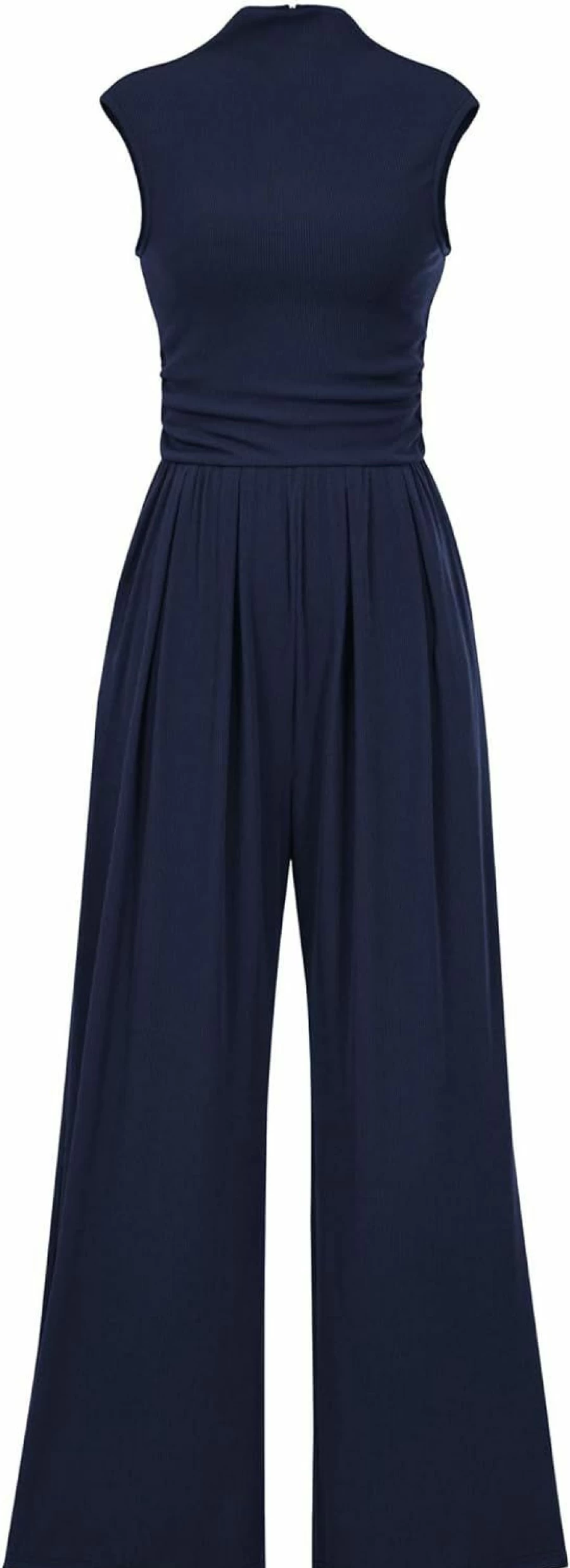 KIRUNDO Women's Summer Romper - Cap Sleeve Mock Neck Wide Leg Jumpsuit with Pockets | Casual to Dressy One Piece Outfit