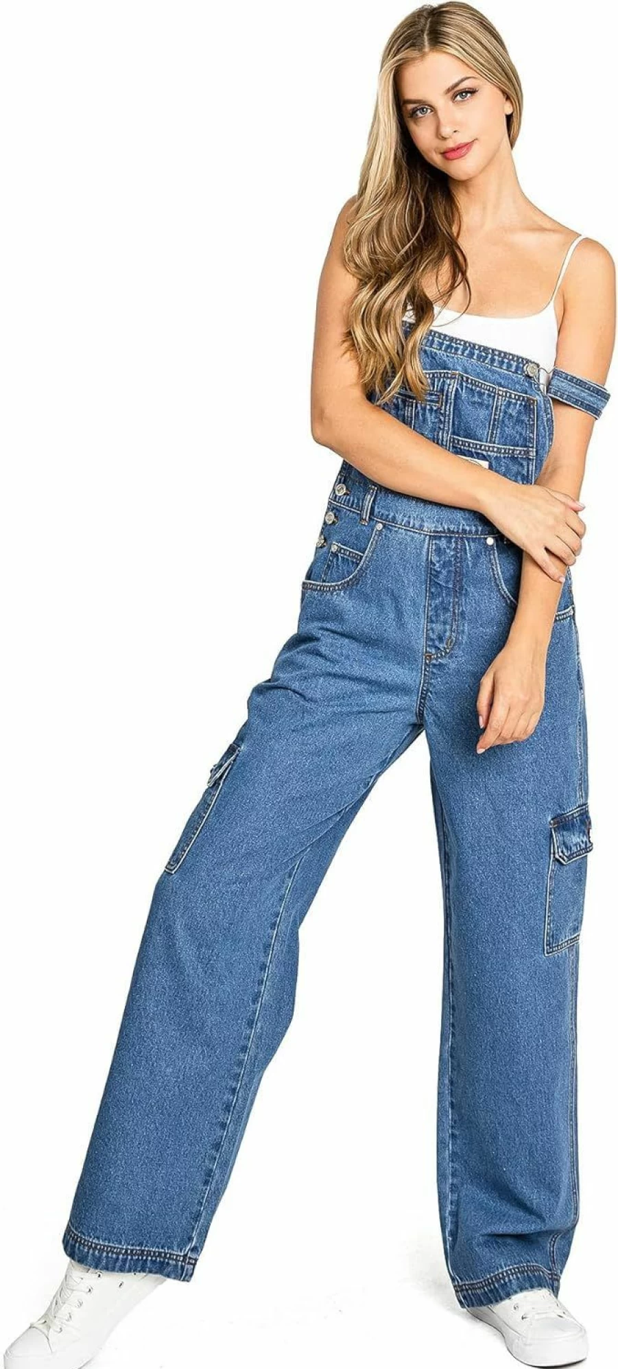 Lana Roux 90s Retro Denim Overalls - Vintage Utility Dungaree Jumpsuit for Women