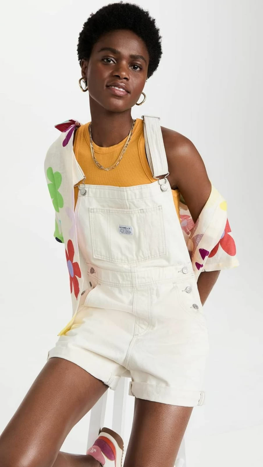 Levi's Women's Vintage Premium Denim Shortalls - Classic Retro Overalls for Women