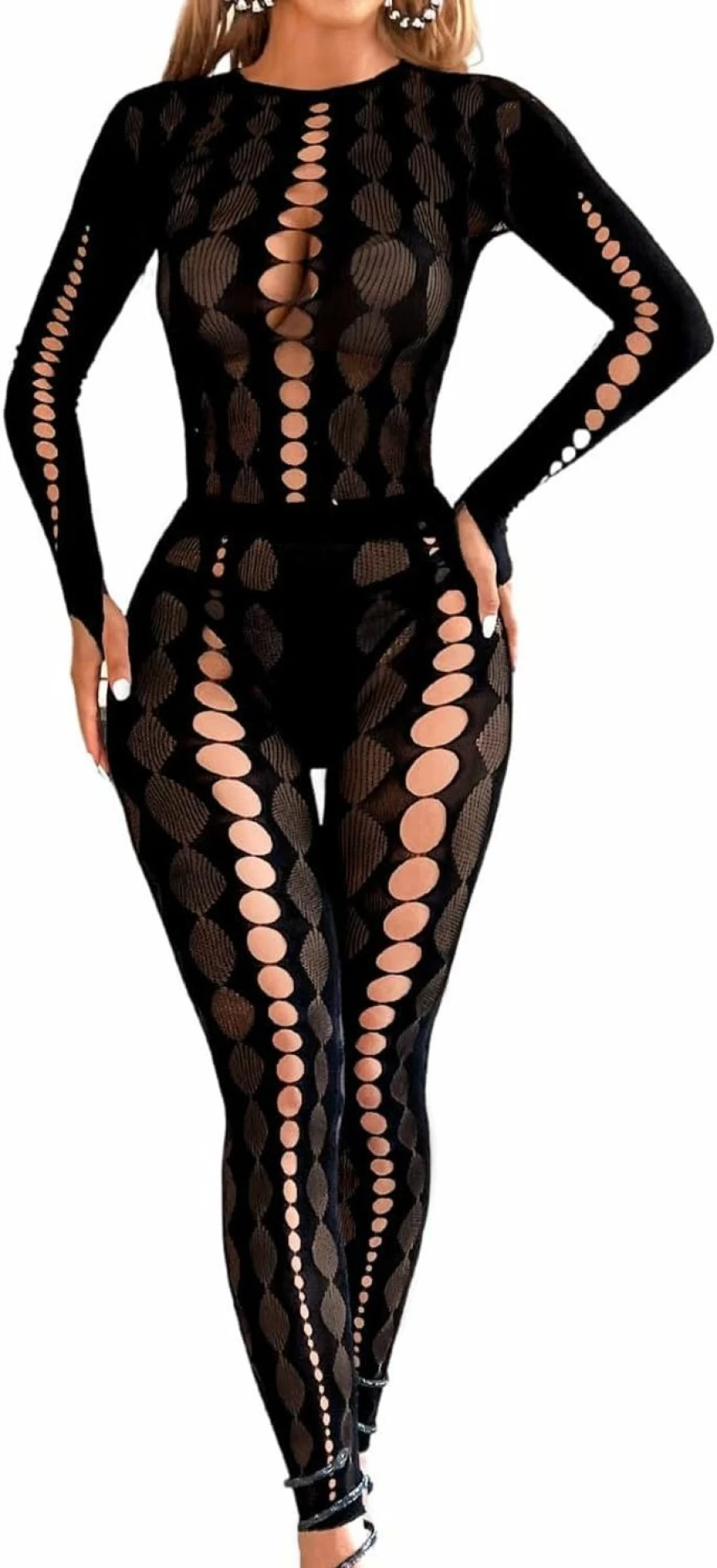 Kaei&Shi Women's Sexy Hollow Out Jumpsuit - High Waisted Summer Party & Club Wear