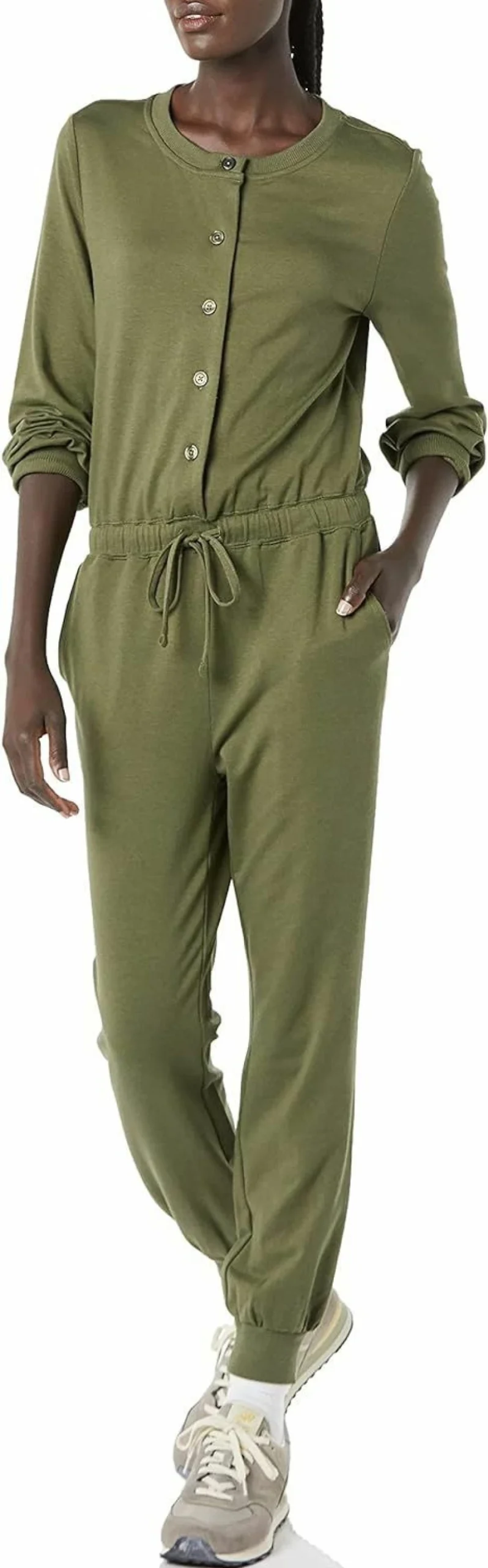 Amazon Essentials Women's Casual Comfort Stretch Terry Jumpsuit with Pockets, Lounge & Sleepwear Romper