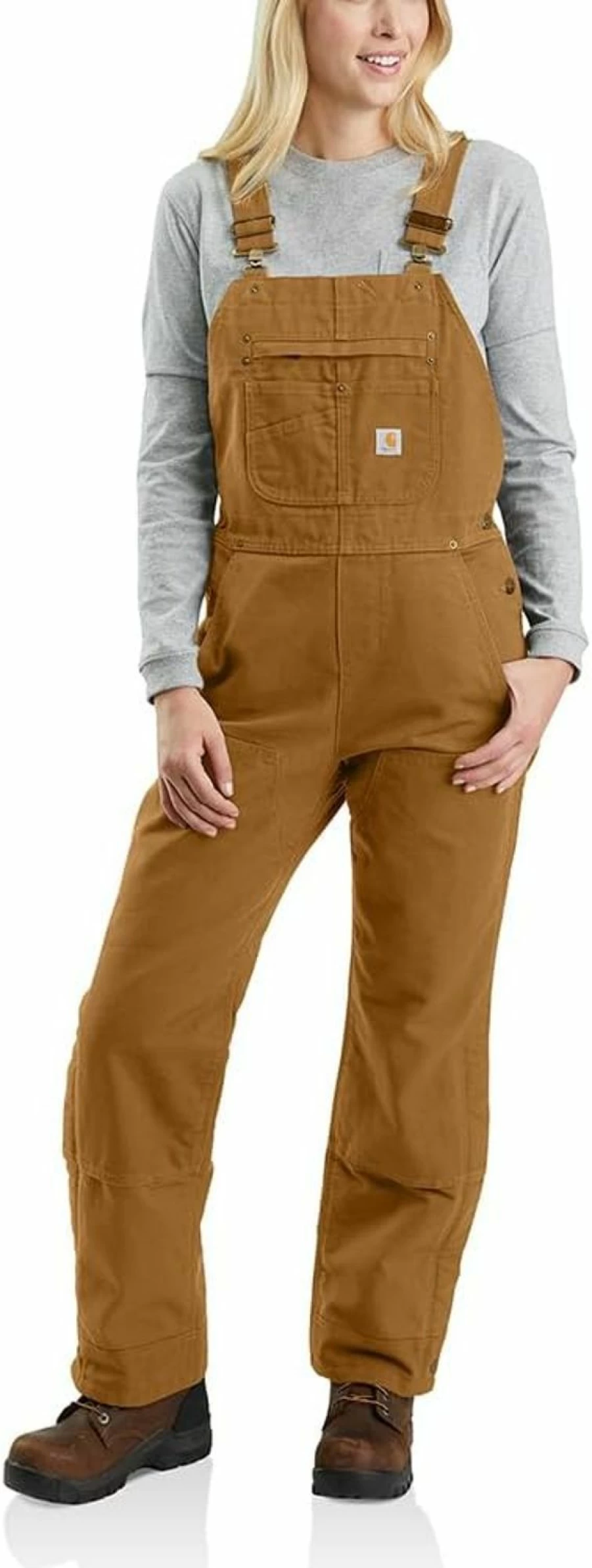 Carhartt Women's Insulated Relaxed Fit Bib Overalls - Washed Duck Workwear for Comfort & Durability