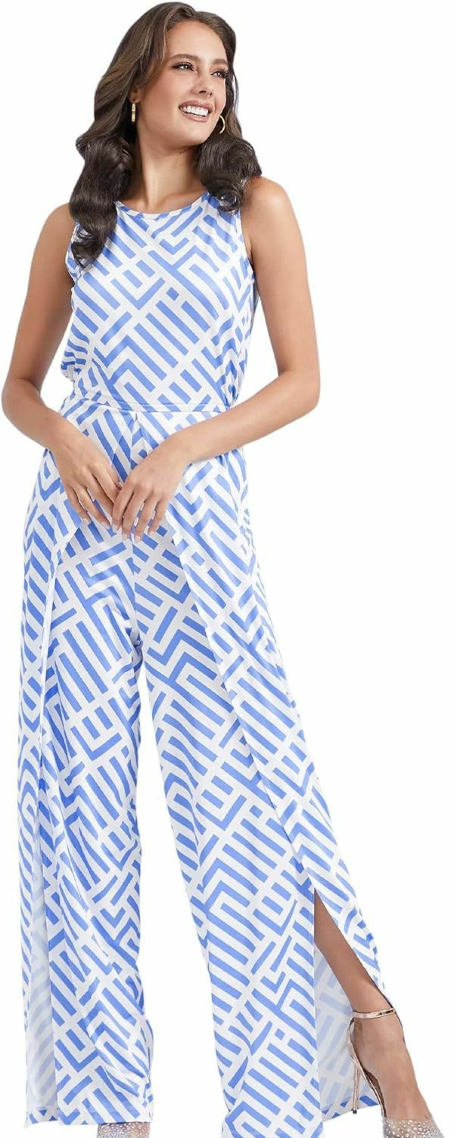 KOH KOH Women's Floral Print Romper - Sleeveless Wide Leg Jumpsuit Summer Casual Playsuit