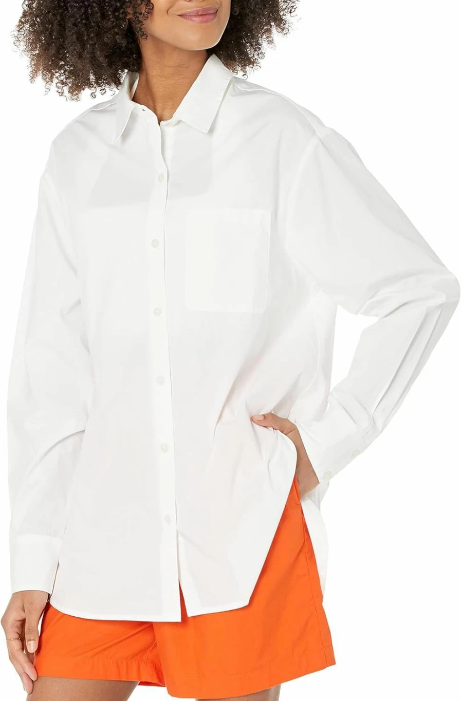 The Drop Women's Kendra Oversized Long Sleeve Shirt - Loose Fit Casual Top