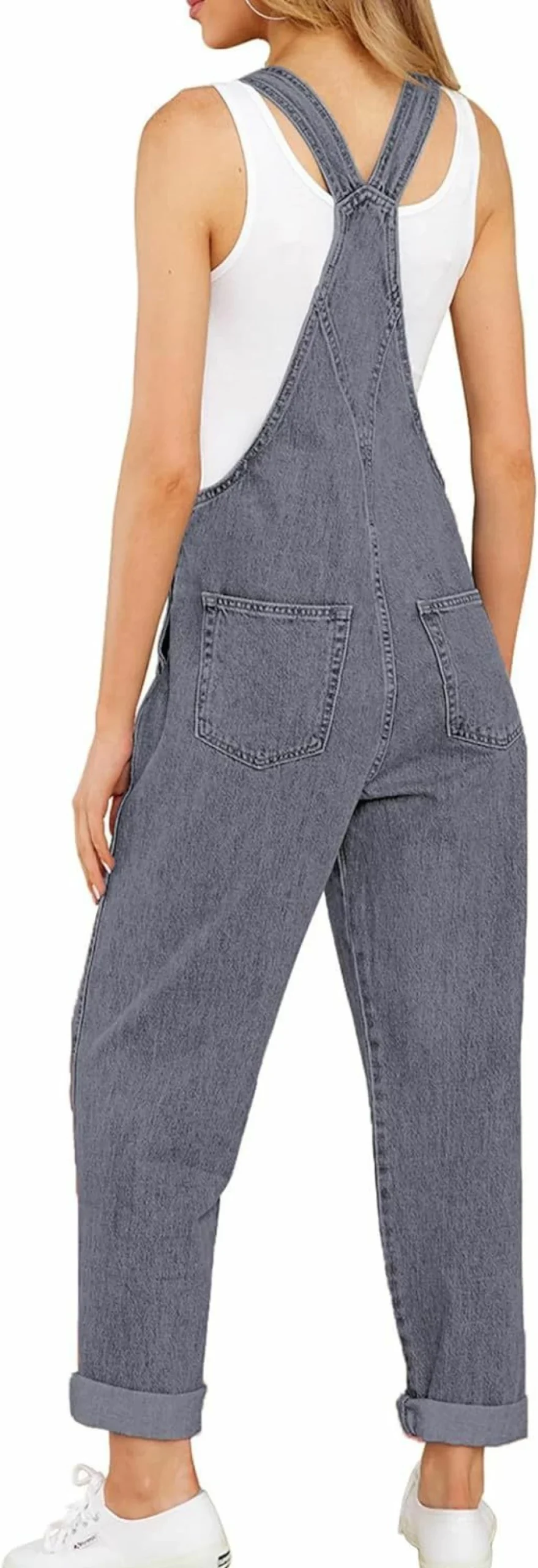 GRAPENT Women's Loose Fit Stretch Denim Overalls - Comfortable Bib Jumpsuit & Casual Overall Pants