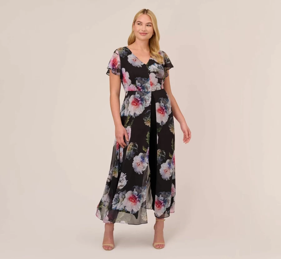 Adrianna Papell Women's Floral Print Jumpsuit - Elegant Casual Romper for Women
