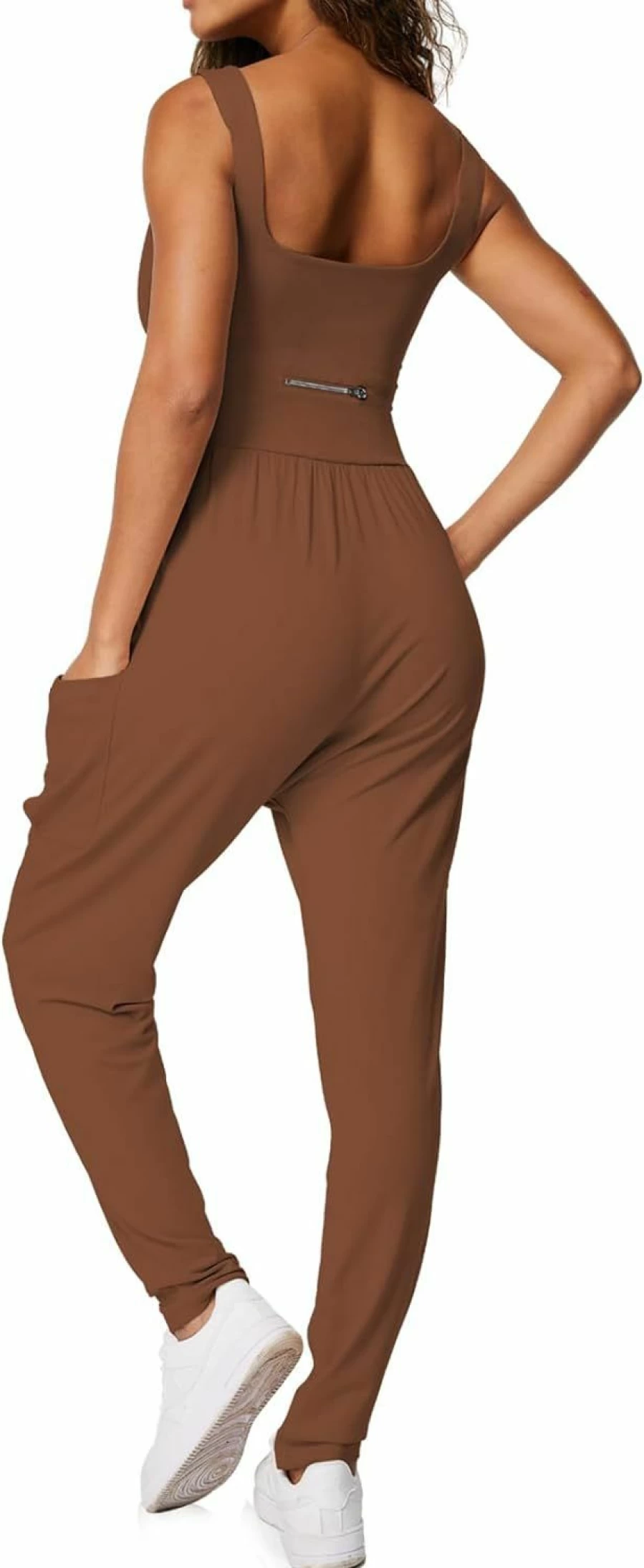 Casei Women's Casual Sleeveless Jumpsuit - Summer Loose Romper with Pockets, Strap Design Baggy Overalls