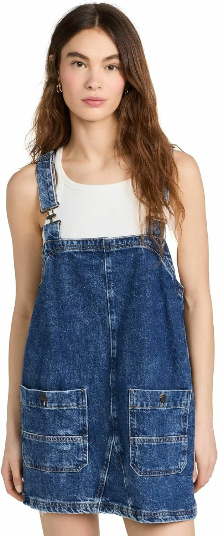 FP Movement Women's Smock Mini Overalls - Free People Boho Chic Denim Jumpsuit