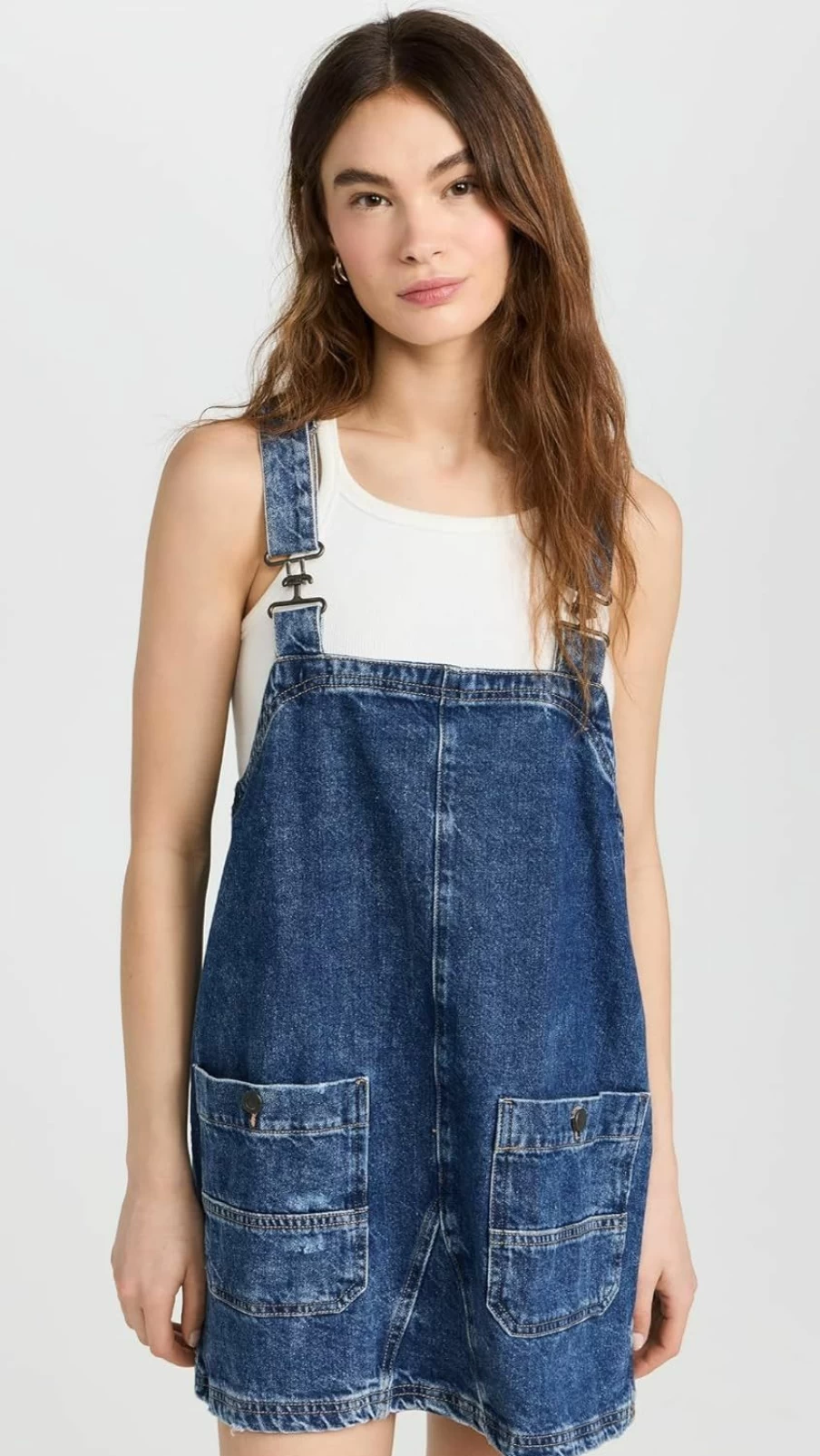 FP Movement Women's Smock Mini Overalls - Free People Boho Chic Denim Jumpsuit