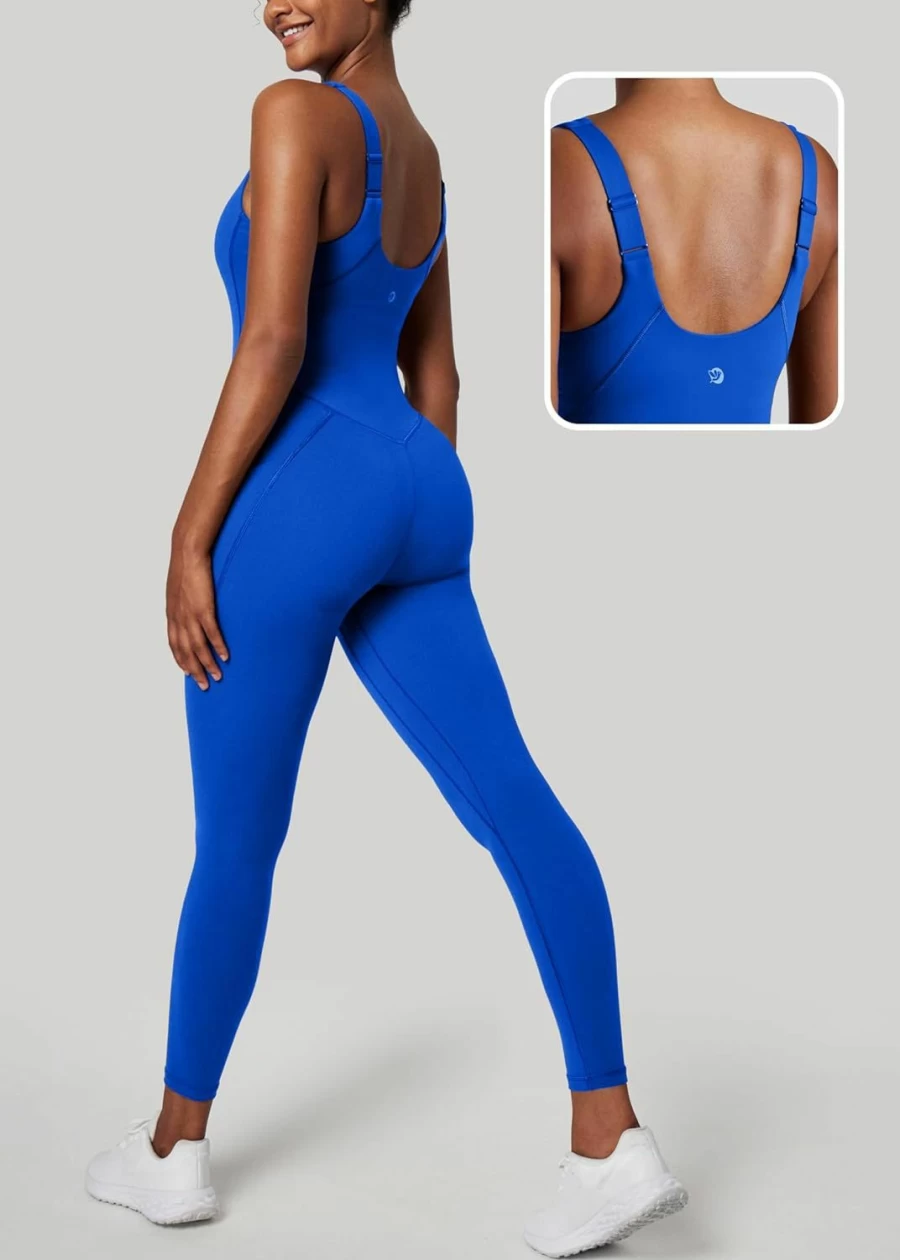 IUGA Women's Tummy Control Workout Jumpsuit with Built-In Bra - One Piece Athletic Romper for Fitness & Yoga