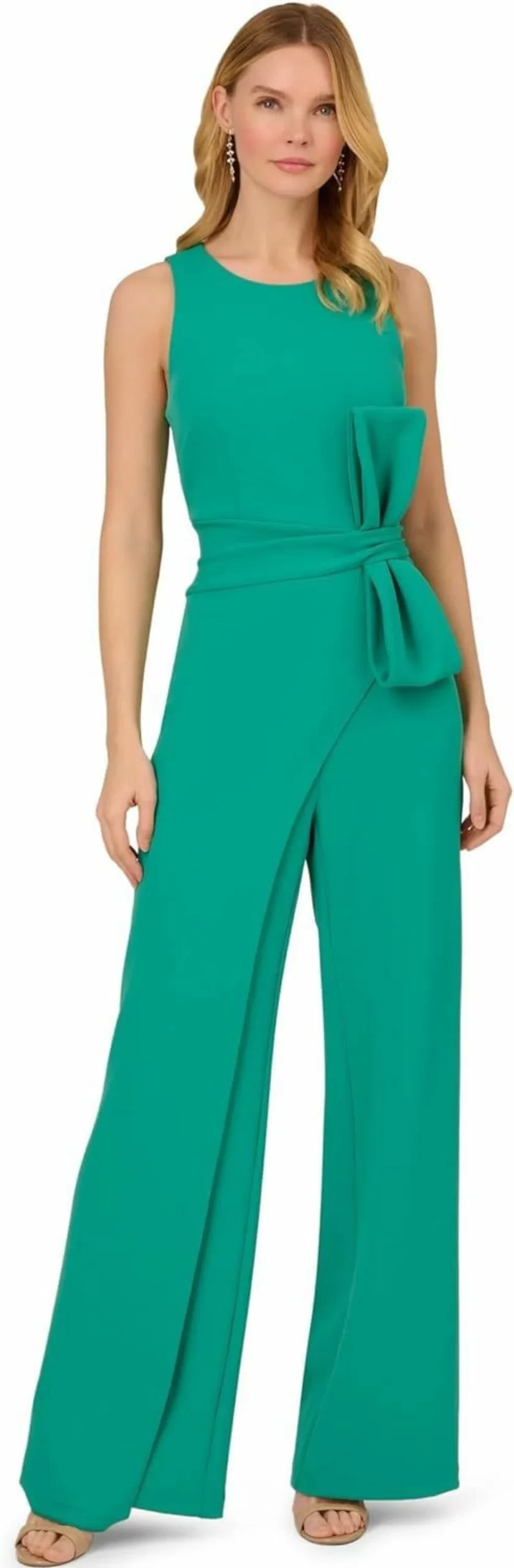 Adrianna Papell Women's Wide Leg Jumpsuit with Bow Detail - Elegant One-Piece Romper