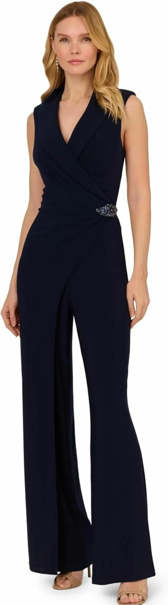Adrianna Papell Women's Comfortable Jersey Jumpsuit - Elegant One-Piece Romper for Casual Wear