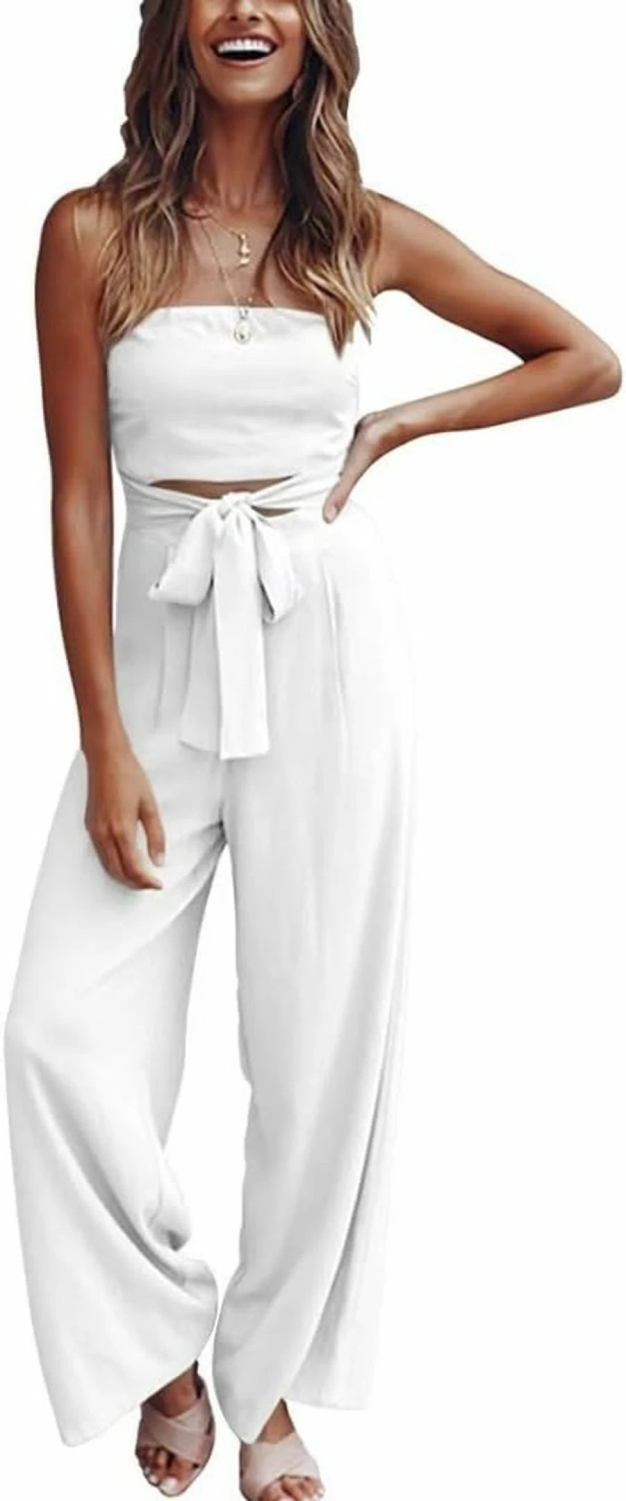 EOJN Women's Summer Loose Casual Long Romper with Belt Loops - Lightweight Jumpsuit for Daily Wear, Party & Club Outings