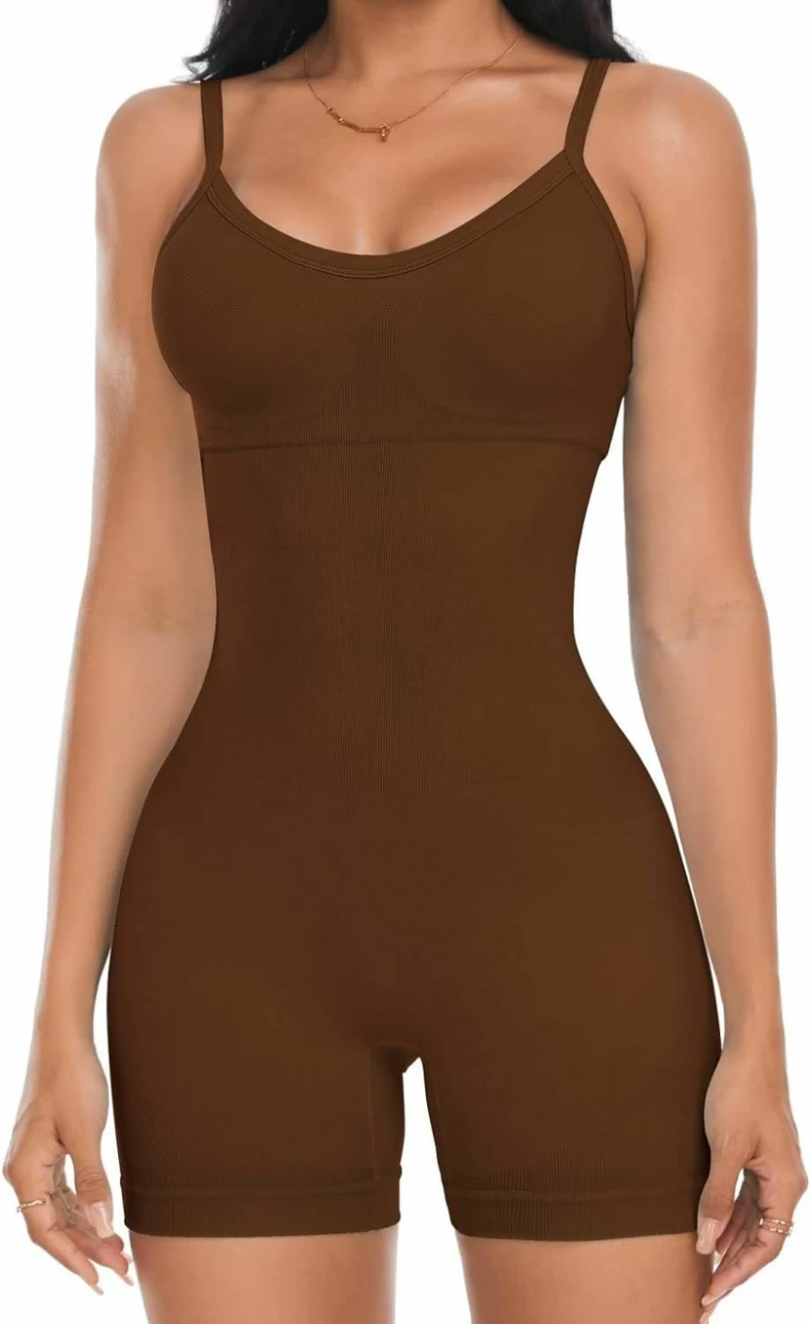 OLCHEE Women's Seamless Yoga Jumpsuit - Workout Romper Unitard with Spaghetti Strap Gym Bodysuit & Leggings Onesie