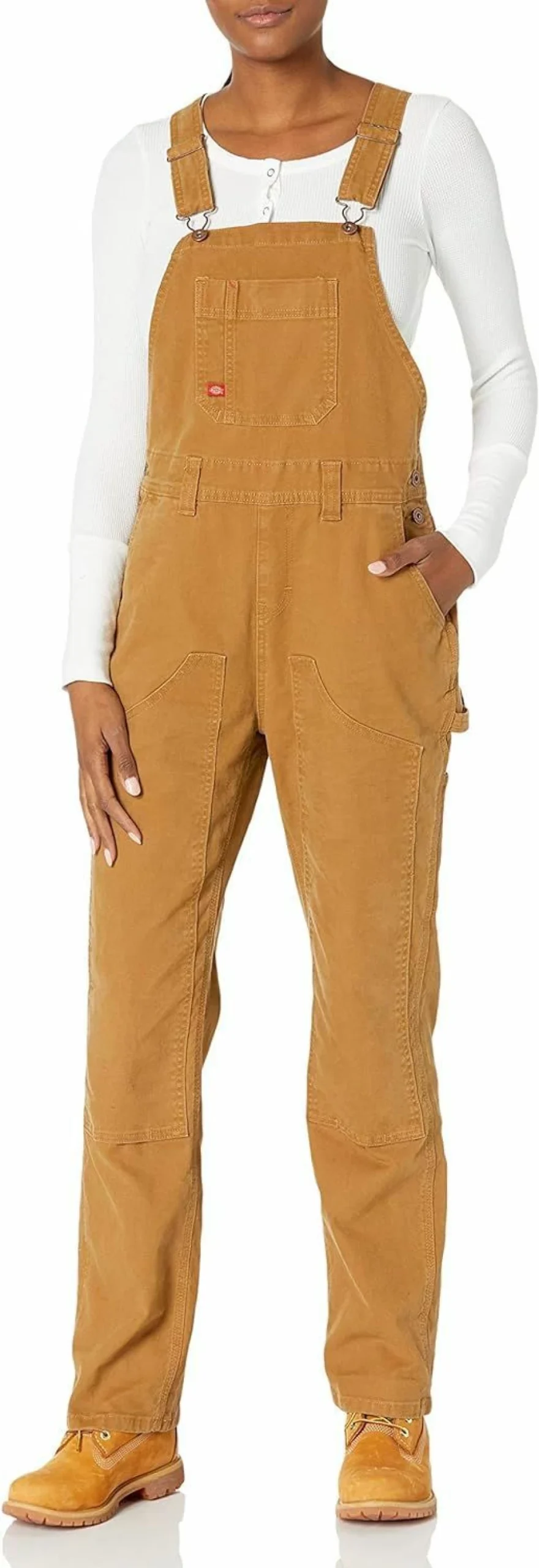 Dickies Women's Double Front Denim Bib Overalls - Durable Workwear Overalls for Women