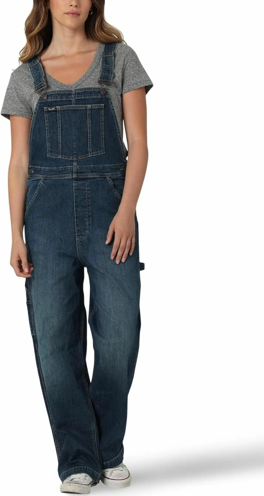 Wrangler Women's Relaxed Fit Denim Overalls - Comfortable & Stylish Bib Overalls for Women