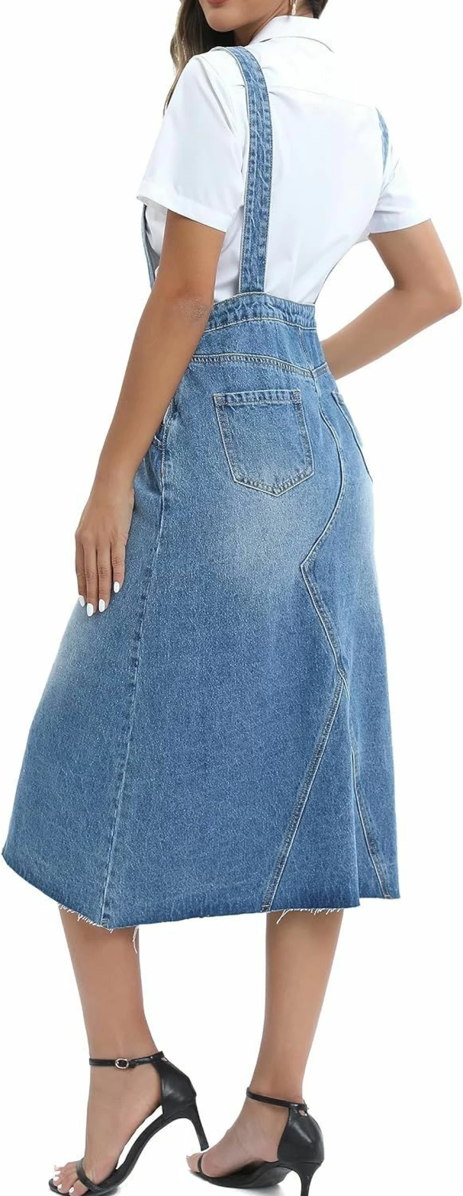 "ETTELO Women's Denim Overall Dress - Adjustable Strap Sleeveless Jumpsuit 2023 Casual Jeans Romper"