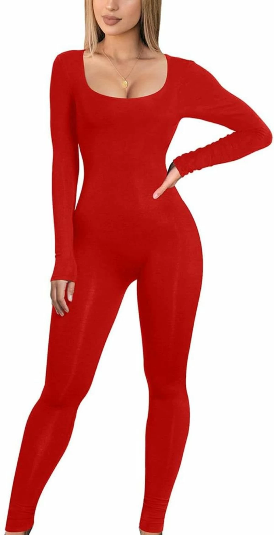 GOBLES Women's Sexy Long Sleeve High Waist Back Zipper Romper Jumpsuit Bodycon Outfit