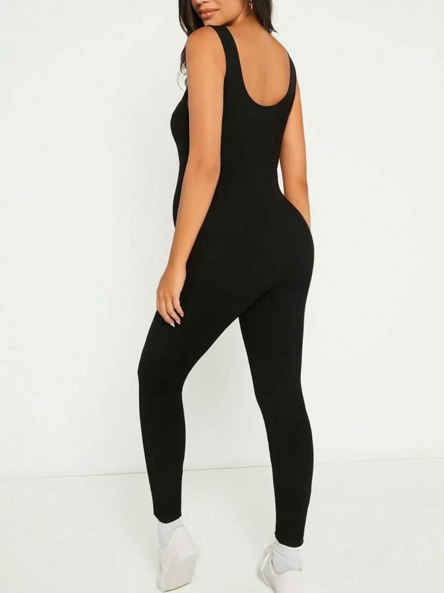 MakeMeChic Women's Maternity Jumpsuit - Square Neck Sleeveless Romper, Pregnancy Outfit, Comfortable One-Piece Bodysuit for Expecting Moms