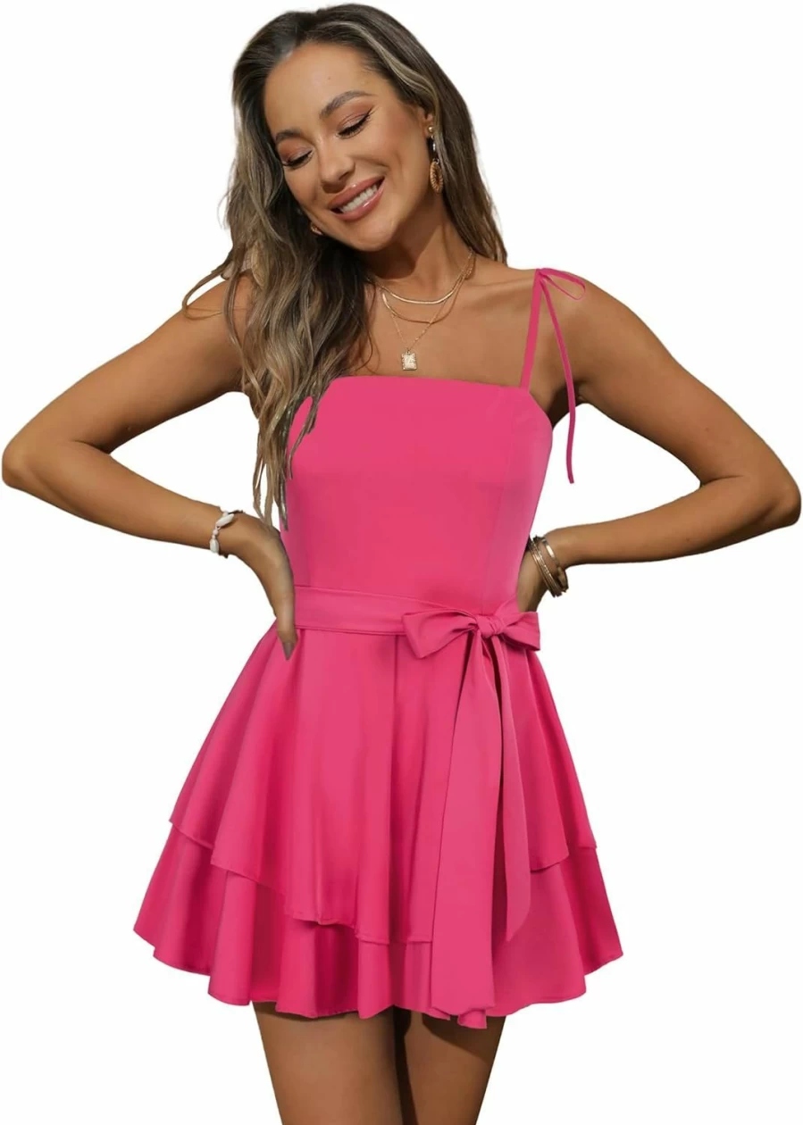Zexxxy Women's Floral Jumpsuit - Spaghetti Strap & Long Sleeve Romper with Tiered Ruffle for Beach Vacation, Sizes S-XXL