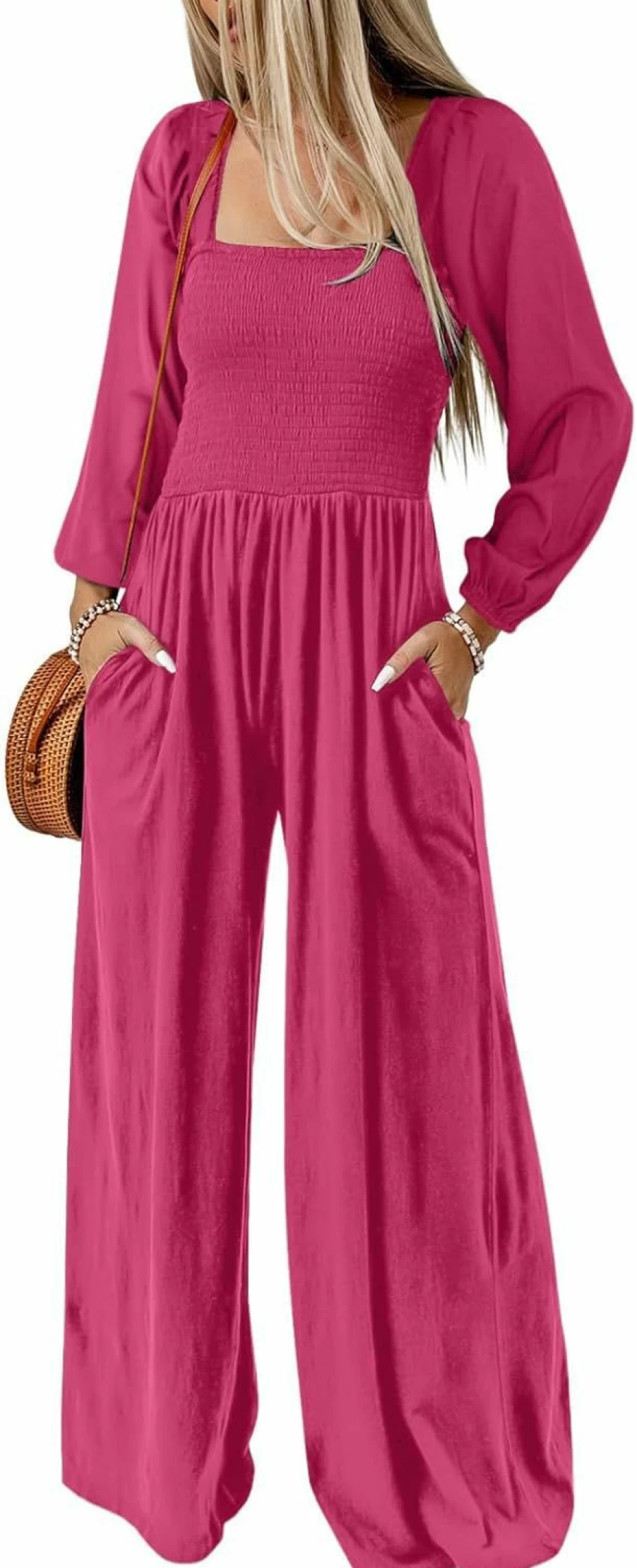Dokotoo Women's Sleeveless Wide Leg Jumpsuit Romper with Pockets - Casual Loose Overalls One Piece Long Pant Summer Outfit