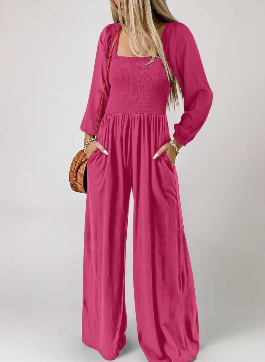 Dokotoo Women's Sleeveless Wide Leg Jumpsuit Romper with Pockets - Casual Loose Overalls One Piece Long Pant Summer Outfit