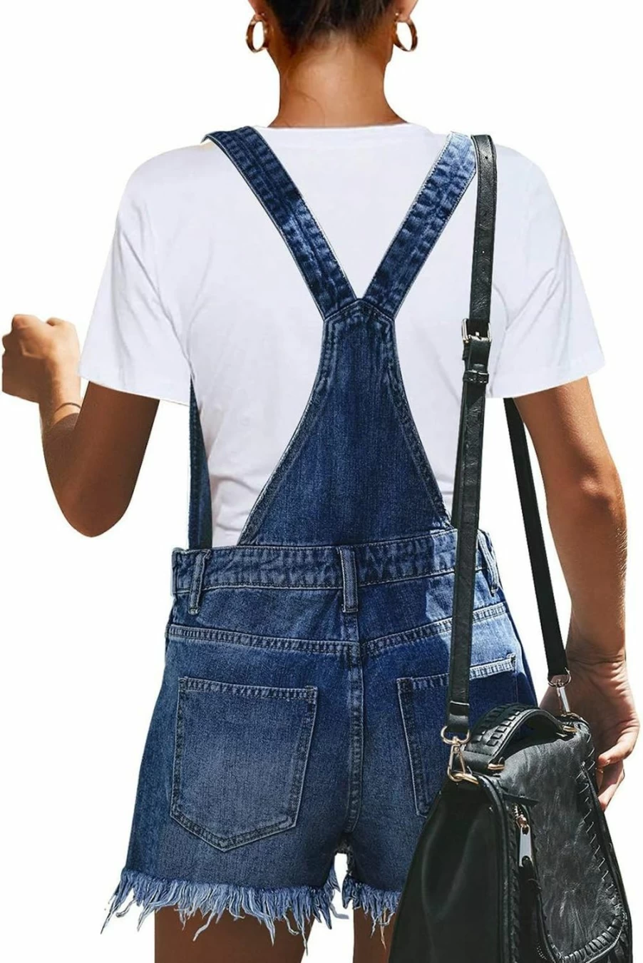 Luvamia Women's Adjustable Denim Overalls Shorts - Ripped Bib Romper Jumpsuit for Women