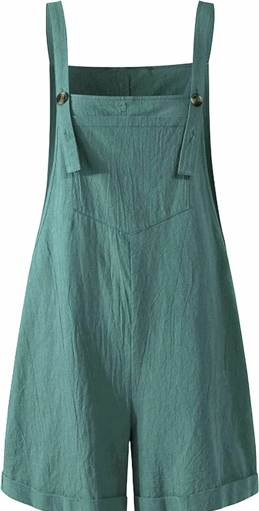 SCUSTY Women's Linen Shortalls Romper with Adjustable Straps - Casual Loose Fit Cotton Jumpsuit for Summer