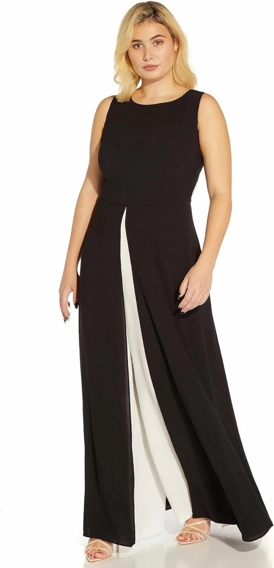 Adrianna Papell Women's Elegant Crepe Overlay Jumpsuit - Stylish One-Piece Romper for Casual Wear