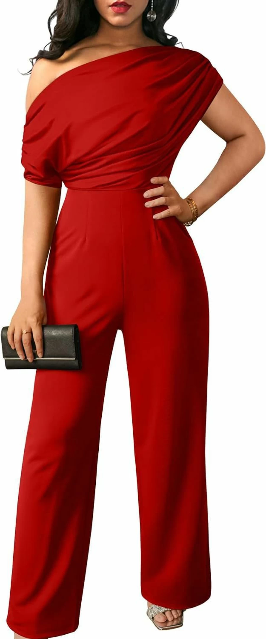 YMDUCH Women's Off Shoulder Casual Jumpsuit - Sleeveless Wide Leg Romper for Summer