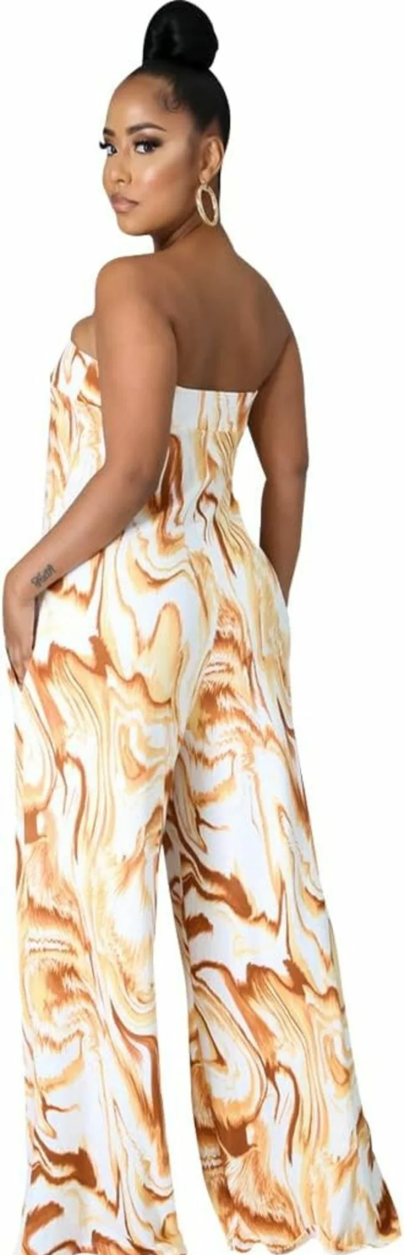 LightlyKiss Women's Summer Casual Jumpsuit - Spaghetti Strap Wide Leg Romper with Side Split, Loose Fit Long Pants