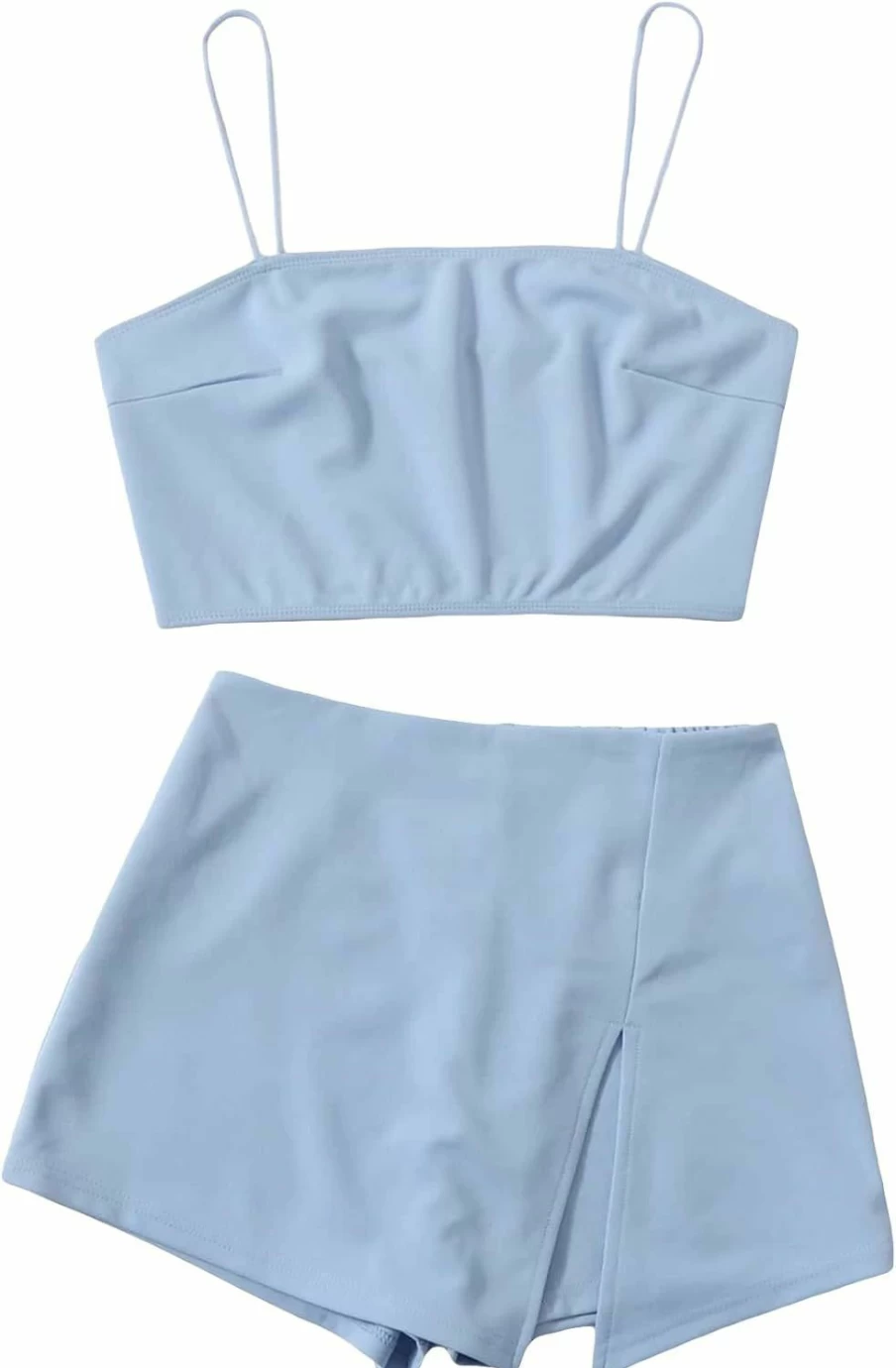Verdusa Women's Summer 2 Piece Outfit - Sexy Crop Top and High Waist Asymmetrical Shorts Set