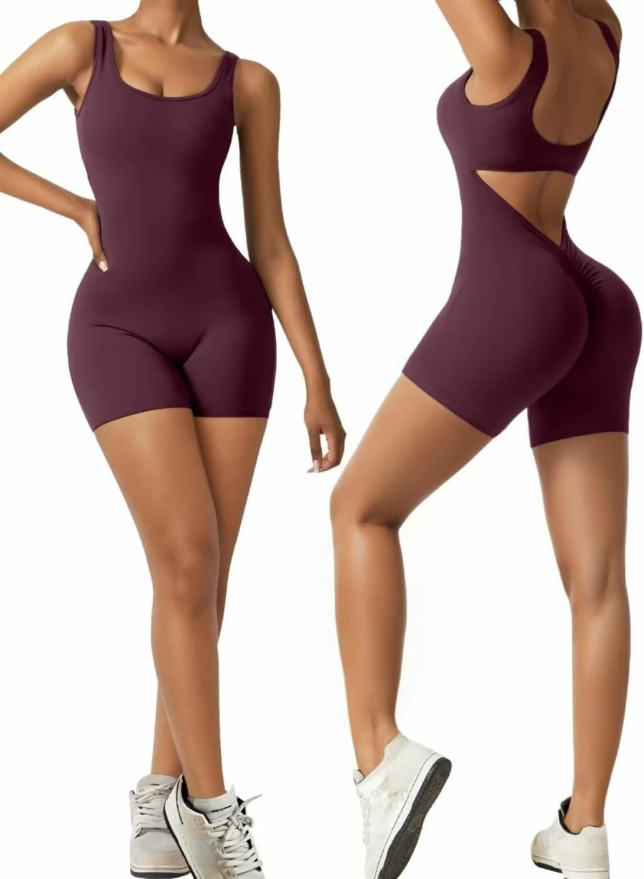 Vertvie Women's Sexy V Back Jumpsuit - Sleeveless Romper with Tummy Control & Backless Design for Summer