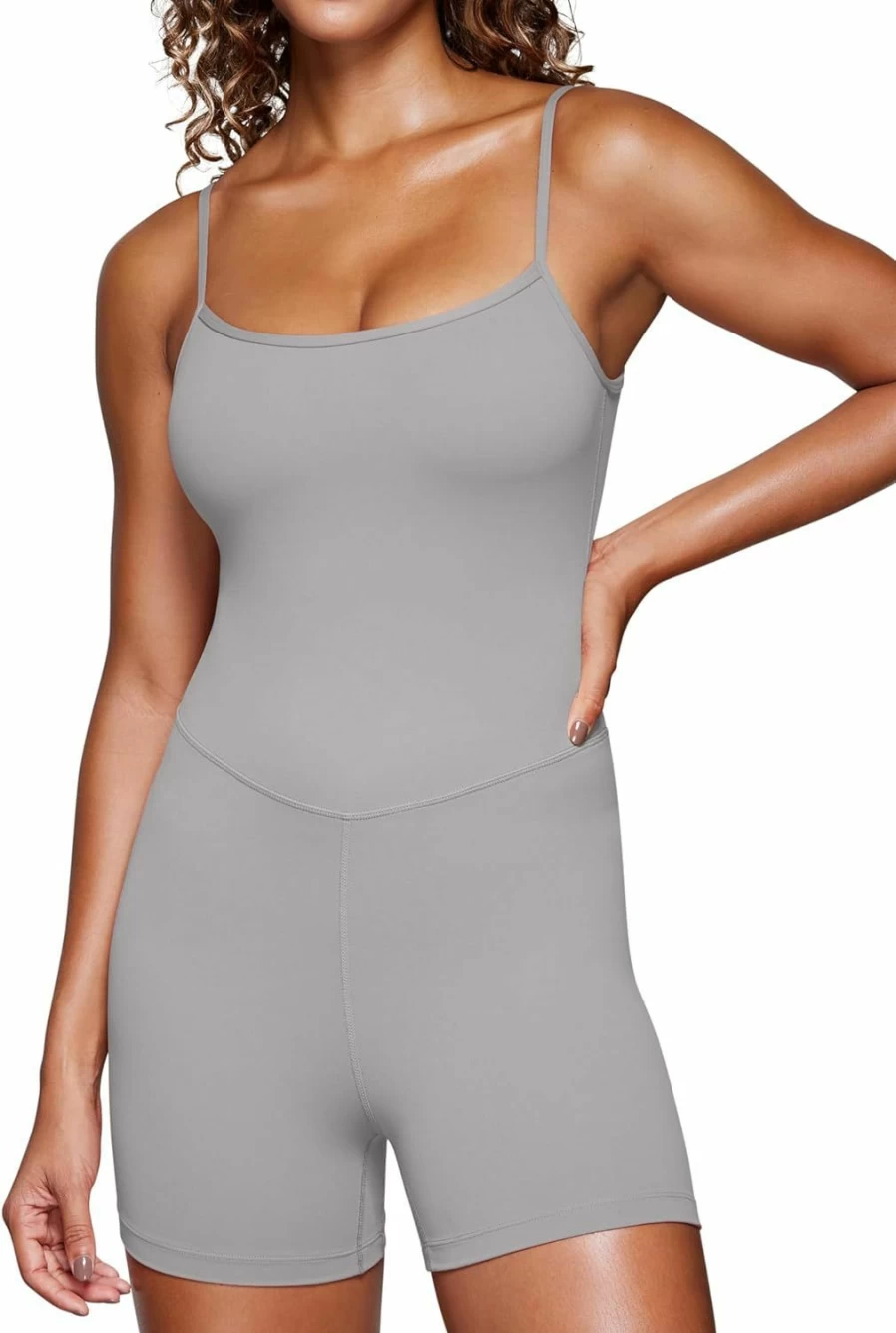 CRZ YOGA Women's Butterluxe Athletic Romper - Adjustable Strap Workout Jumpsuit with Padded Shorts & Tank Top One-Piece Bodysuit