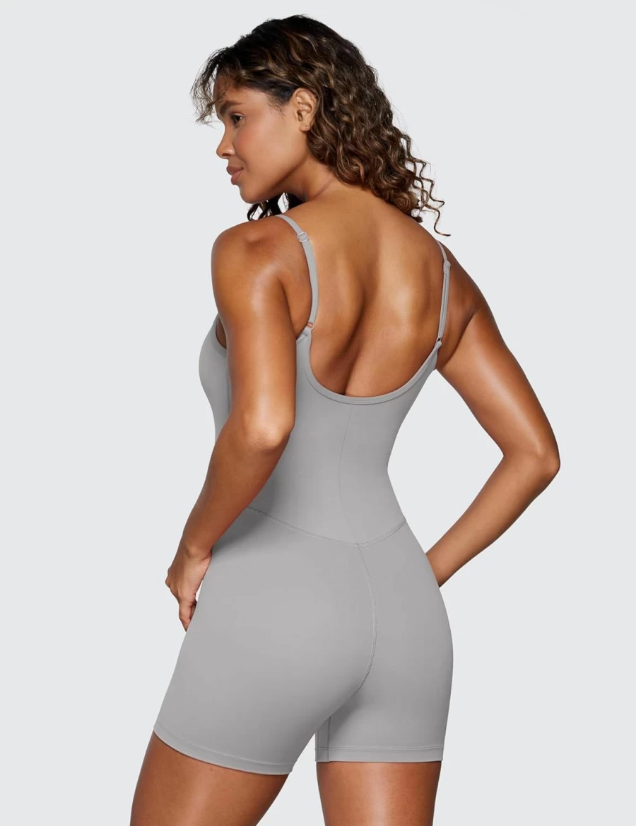 CRZ YOGA Women's Butterluxe Athletic Romper - Adjustable Strap Workout Jumpsuit with Padded Shorts & Tank Top One-Piece Bodysuit