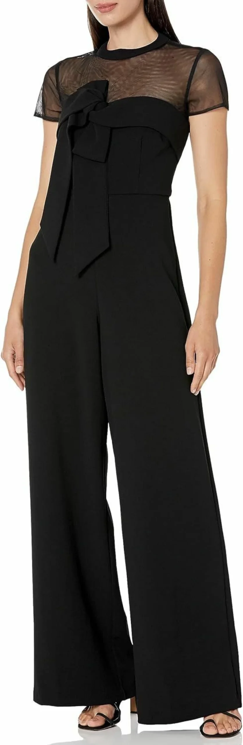 JS Collections Women's Oversized Bow Jumpsuit - Elegant Formal Crepe Dress for Special Occasions