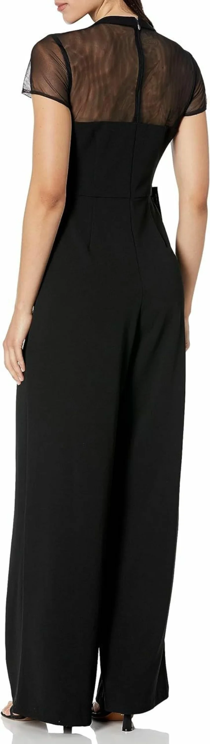 JS Collections Women's Oversized Bow Jumpsuit - Elegant Formal Crepe Dress for Special Occasions