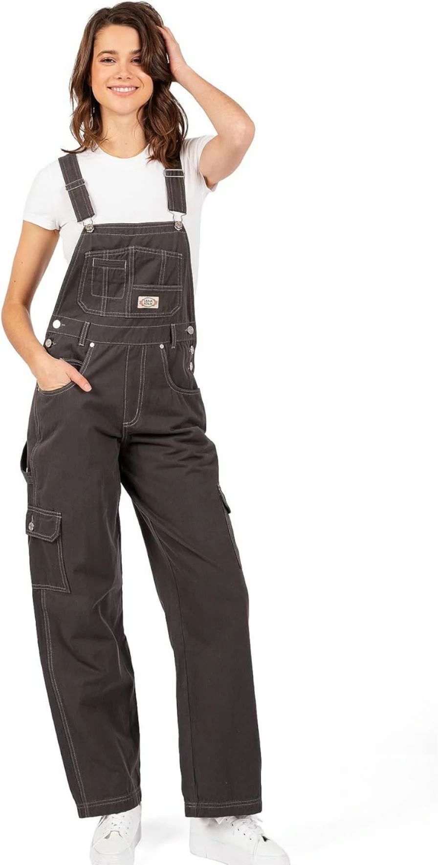 Lana Roux 90s Retro Denim Overalls - Utility Dungaree Jumpsuit for Women