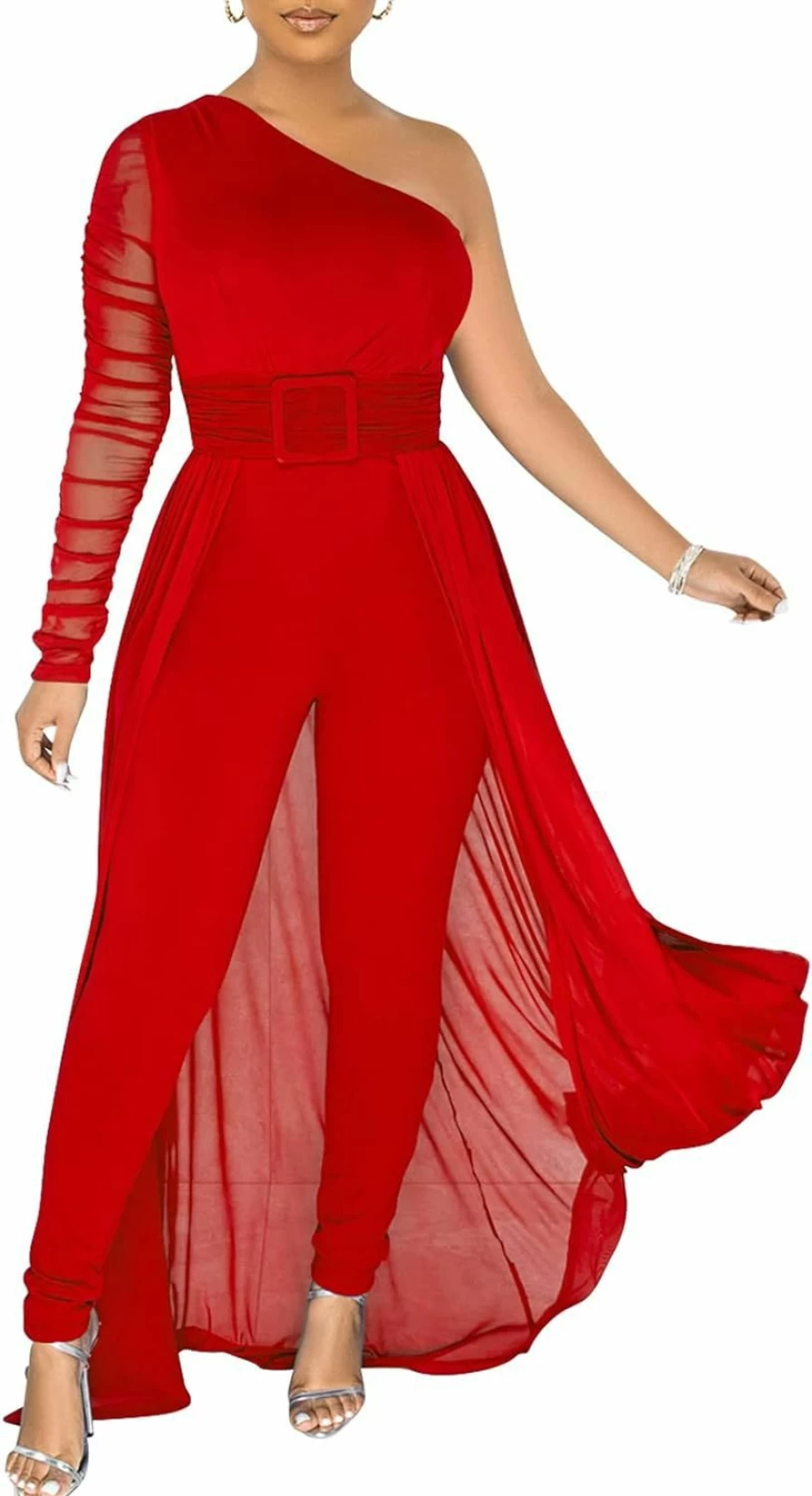Chicyes Women's Sexy Mesh Bodycon Jumpsuit - Elegant Formal Romper for Party & Clubwear 2024