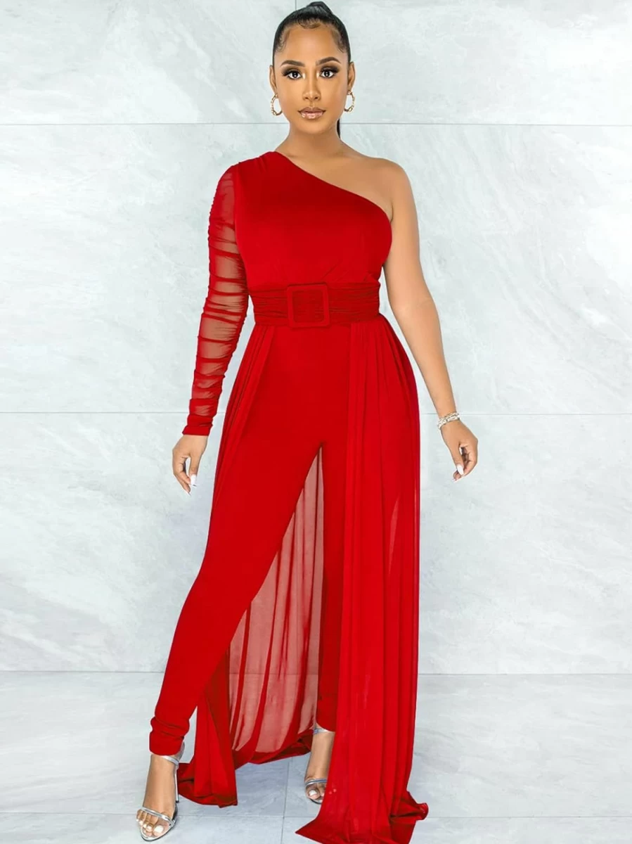 Chicyes Women's Sexy Mesh Bodycon Jumpsuit - Elegant Formal Romper for Party & Clubwear 2024