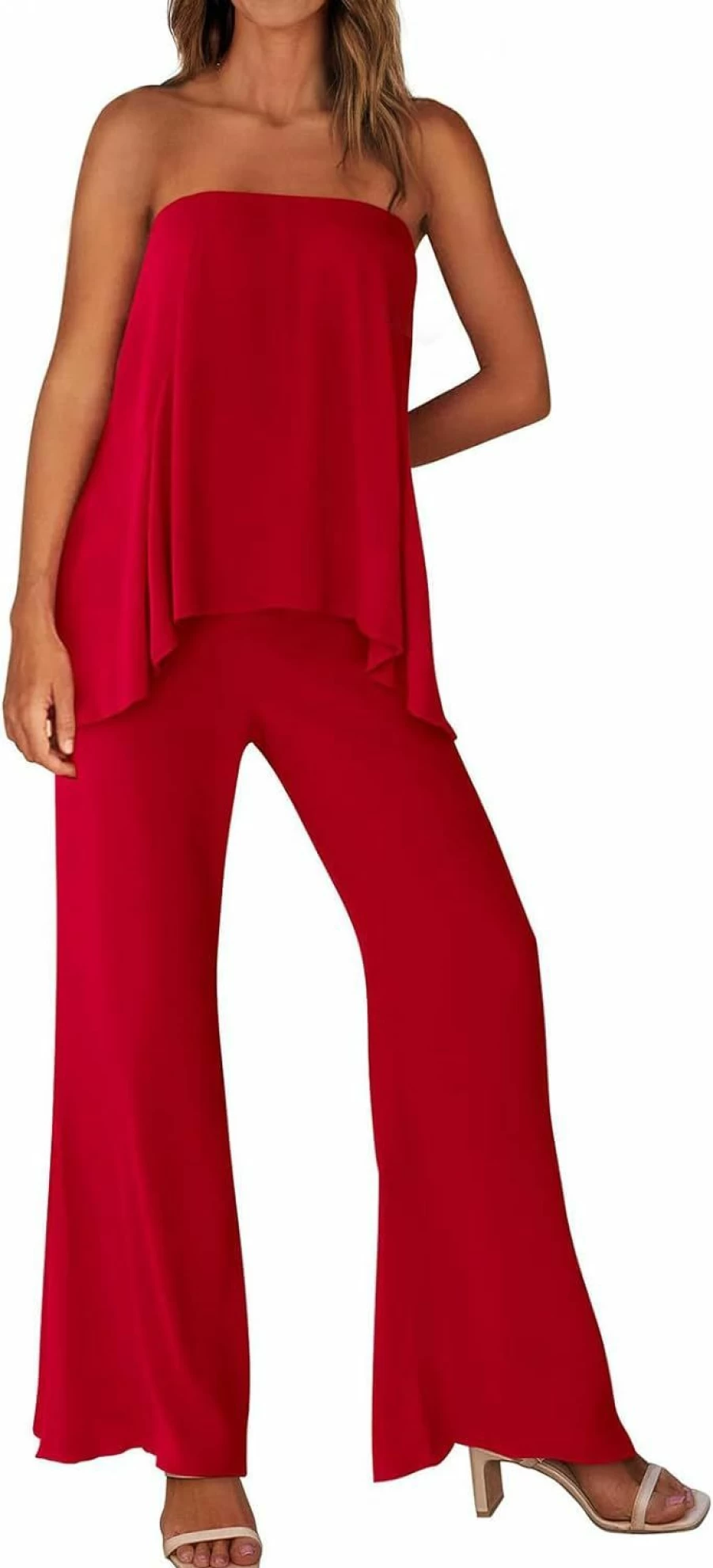 PRETTYGARDEN Women's Summer 2024 Flowy Beach Outfit Set: Casual Lounge Wide Leg Pants & Dressy Top 2-Piece