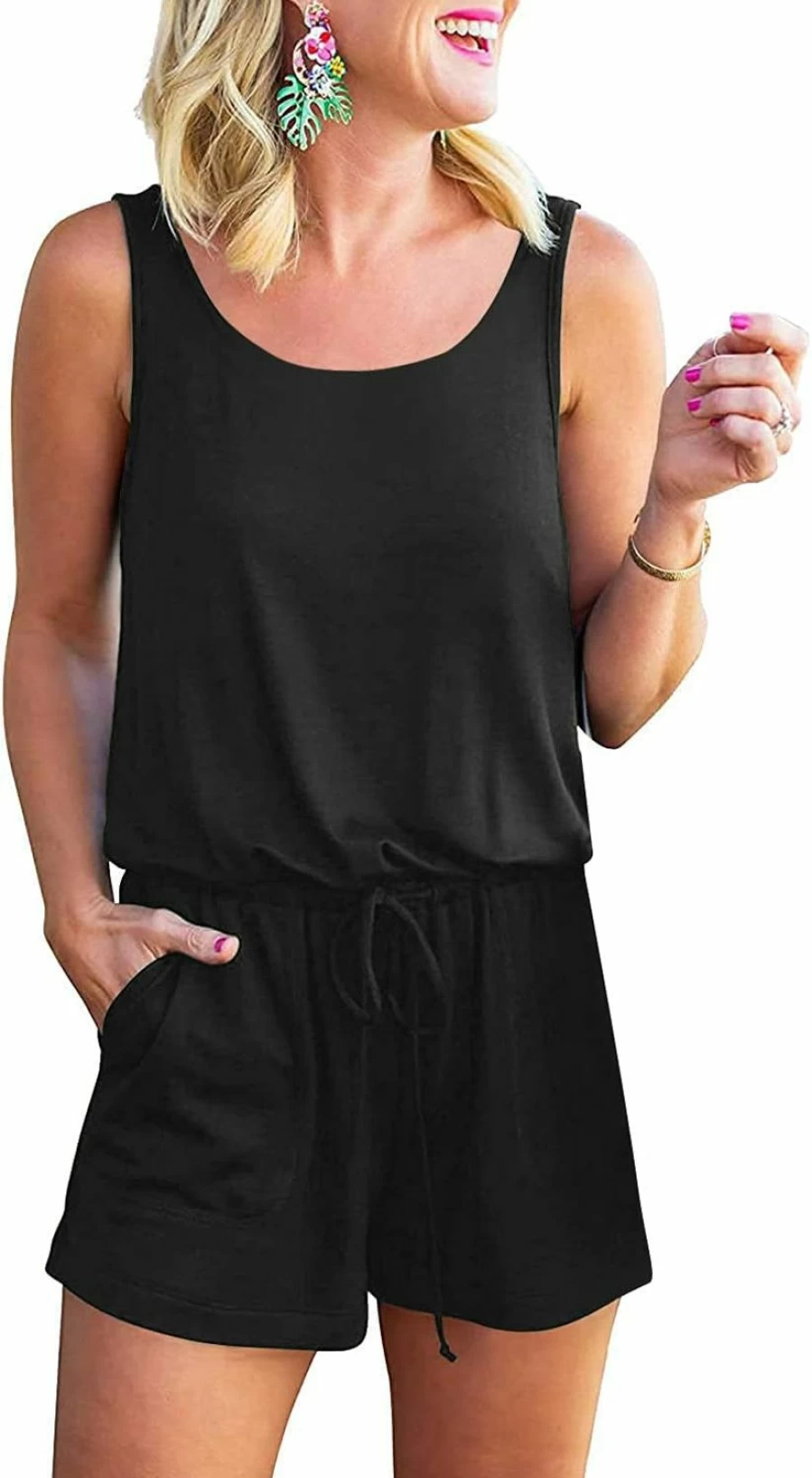 RAISEVERN Women's Sleeveless Romper Jumpsuit - Summer Camisole Tank Top with Short Pants