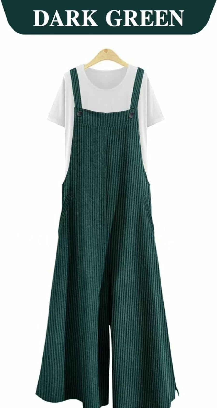 YESNO Women's Casual Wide Leg Jumpsuit - Loose Bib Overalls with Pockets, Baggy Cotton Romper, Long Pants Pzz