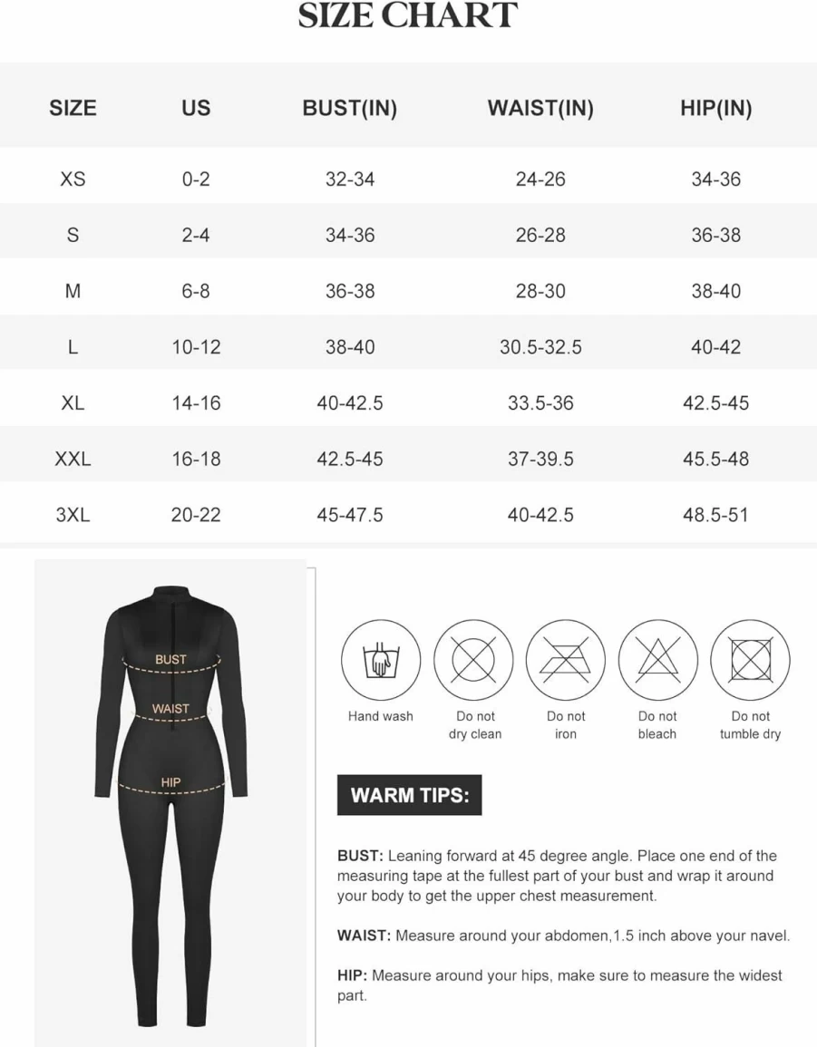 Popilush Women's Shapewear Jumpsuit - Long Sleeve Turtleneck Romper Bodysuit with Zipper for Workout & Sports