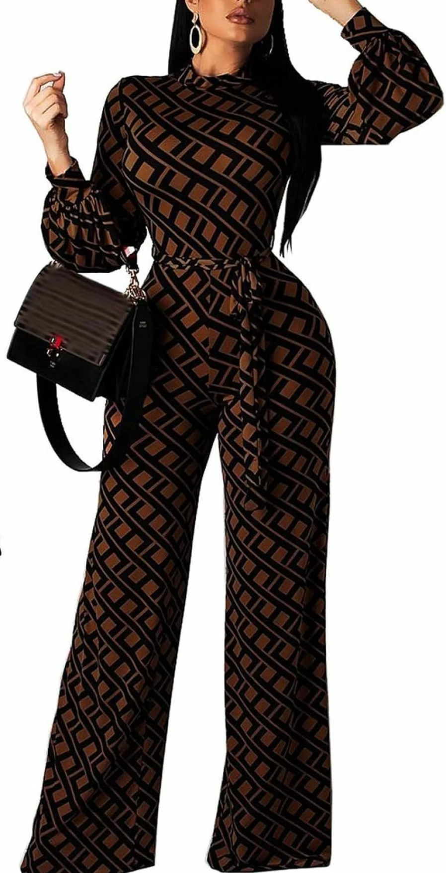"SxClub Women's Elegant Long Sleeve Jumpsuit with Pockets - Sexy Clubwear Romper for Night Out"