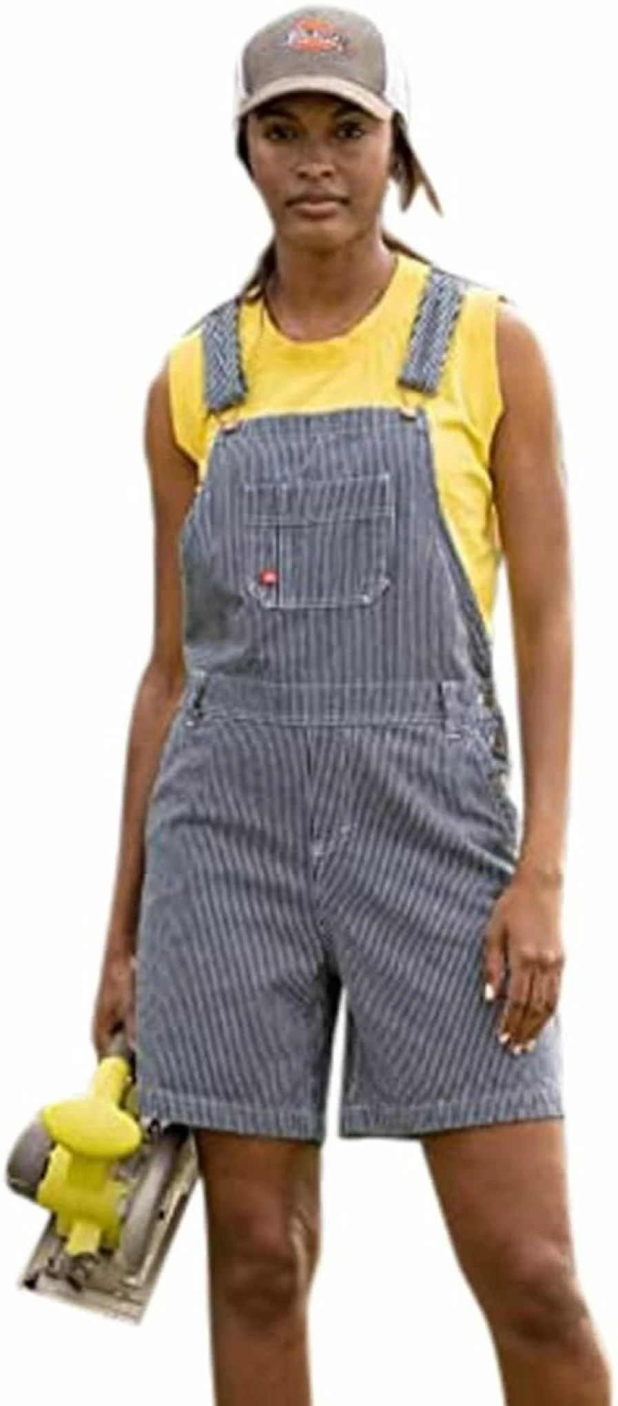 Dickies Women's Denim Bib Overalls - Classic Fit Stretch Shortalls for Work & Casual